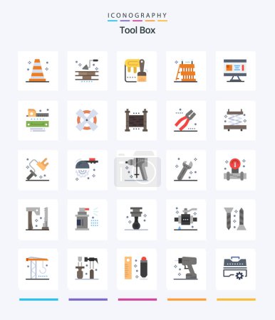 Illustration for Creative Tools 25 Flat icon pack  Such As construction. architecture. dye. tools. construction - Royalty Free Image