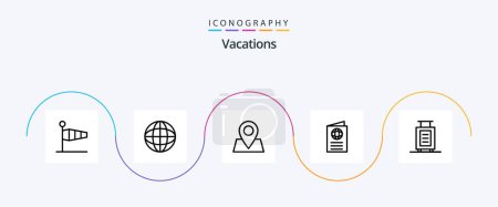 Ilustración de Vacations Line 5 Icon Pack Including id . card . geography . pointer - Imagen libre de derechos