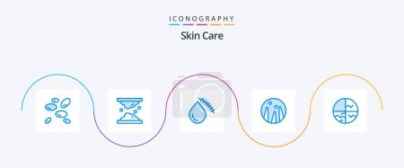 Illustration for Skin Blue 5 Icon Pack Including hair treatment. hair conditioning. skin care. wound. cut - Royalty Free Image