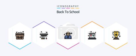 Illustration for Back To School 25 FilledLine icon pack including education. cup. teacher. achievement. test - Royalty Free Image