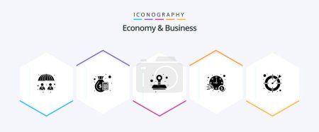 Illustration for Economy And Business 25 Glyph icon pack including economy. accept. time. investment - Royalty Free Image