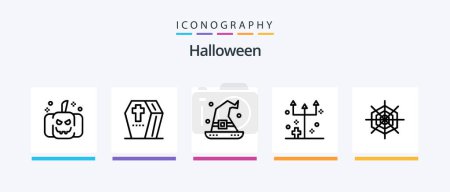 Illustration for Halloween Line 5 Icon Pack Including mirror. broken. necklace. web icon. halloween. Creative Icons Design - Royalty Free Image