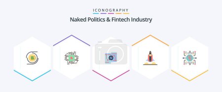 Illustration for Naked Politics And Fintech Industry 25 Flat icon pack including rocket. unicorn startup. finance. phone. payment - Royalty Free Image