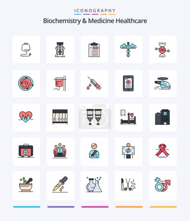 Téléchargez les illustrations : Creative Biochemistry And Medicine Healthcare 25 Line FIlled icon pack  Such As adn. health. medical. heart. medical - en licence libre de droit