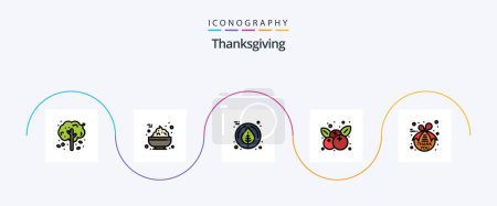 Ilustración de Thanksgiving Line Filled Flat 5 Icon Pack Including thanksgiving. thank. maple. note. thanksgiving - Imagen libre de derechos