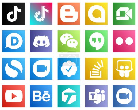 Illustration for 20 Versatile Social Media Icons such as messenger. google meet. text and discord icons. Fully editable and versatile - Royalty Free Image