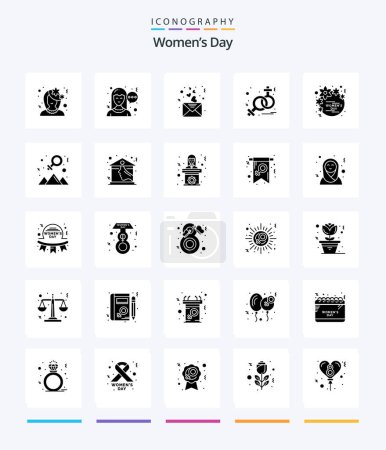 Téléchargez les illustrations : Creative Womens Day 25 Glyph Solid Black icon pack  Such As gift. day. day. venus. sign - en licence libre de droit