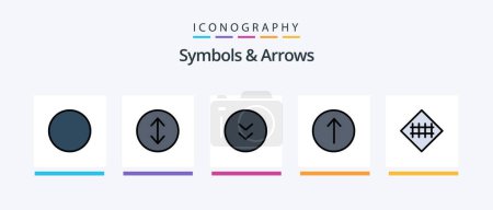 Ilustración de Symbols and Arrows Line Filled 5 Icon Pack Including sign. magic. arrows. road symbols. road fence. Creative Icons Design - Imagen libre de derechos