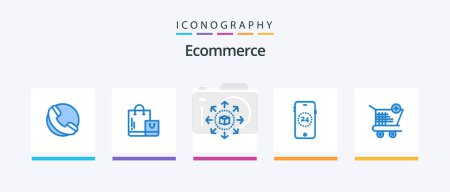 Illustration for Ecommerce Blue 5 Icon Pack Including shopping. ecommerce. eshop. cart. online. Creative Icons Design - Royalty Free Image