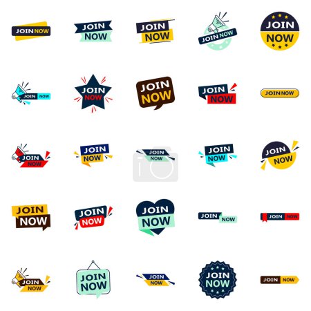 Téléchargez les illustrations : Join Now 25 Unique Typographic Designs to drive engagement and membership - en licence libre de droit