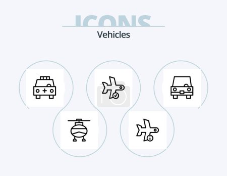 Illustration for Vehicles Line Icon Pack 5 Icon Design. filled. vehicles. transport. transport. transportation - Royalty Free Image