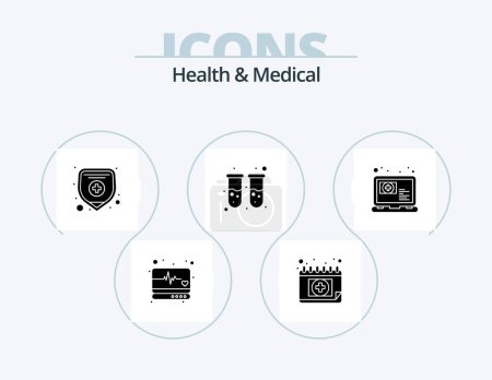 Illustration for Health And Medical Glyph Icon Pack 5 Icon Design. question. medical. health insurance. lab. blood test - Royalty Free Image