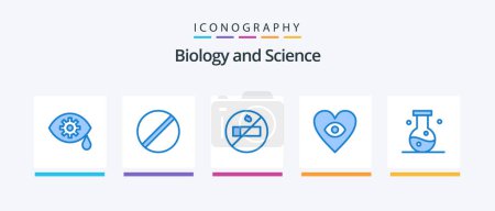 Ilustración de Biology Blue 5 Icon Pack Including science. compound. nonsmoking. chemistry. love. Creative Icons Design - Imagen libre de derechos