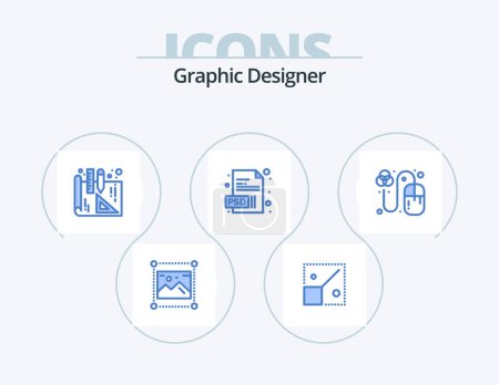 Illustration for Graphic Designer Blue Icon Pack 5 Icon Design. grid. designing. creative. design. extension - Royalty Free Image