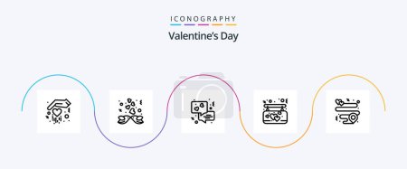 Téléchargez les illustrations : Valentines Day Line 5 Icon Pack Including . location. communication. heart. hanging - en licence libre de droit