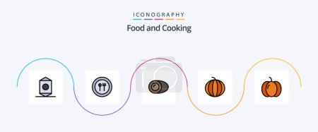 Ilustración de Food Line Filled Flat 5 Icon Pack Including halloween. watermelon. coconut. fruit. berry - Imagen libre de derechos