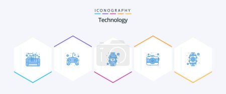 Illustration for Technology 25 Blue icon pack including device. photography. pad. photo. smart watch - Royalty Free Image