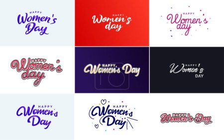 Illustration for Set of Happy International Woman's Day signs and emblems vector design elements. signs. labels. and badges collection - Royalty Free Image