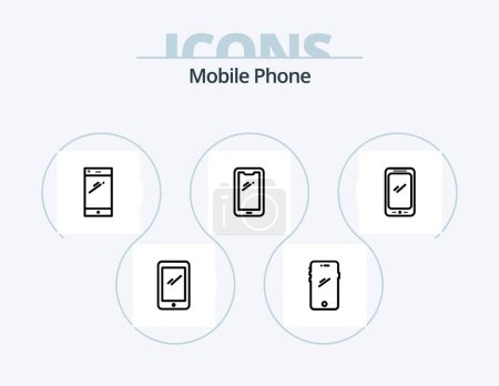 Téléchargez les illustrations : Icône de ligne de téléphone portable Pack 5 Icône Design. . - en licence libre de droit