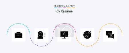 Illustration for Cv Resume Glyph 5 Icon Pack Including . education . miss. drawing . school - Royalty Free Image