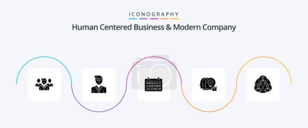 Ilustración de Human Centered Business And Modern Company Glyph 5 Icon Pack Including staff. transfer. calendar. share. time - Imagen libre de derechos