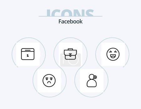 Ilustración de Facebook Line Icon Pack 5 Icon Design. band. cack. calender. favorite. love - Imagen libre de derechos