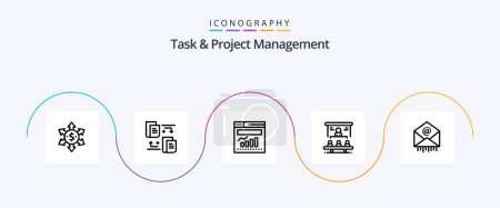 Illustration for Task And Project Management Line 5 Icon Pack Including people . market share . business . web - Royalty Free Image
