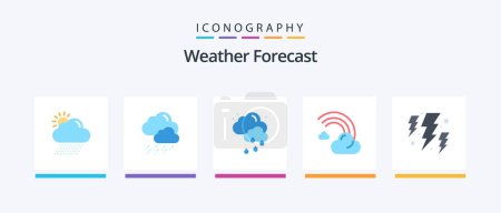 Ilustración de Weather Flat 5 Icon Pack Including power. bolt. rainy. rain. forecast. Creative Icons Design - Imagen libre de derechos