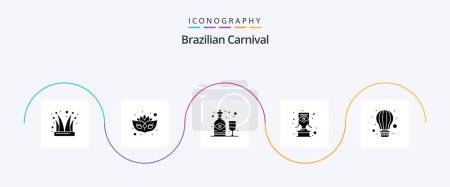 Ilustración de Brazilian Carnival Glyph 5 Icon Pack Including balloon. award. alcohol. trophy. brazilian - Imagen libre de derechos