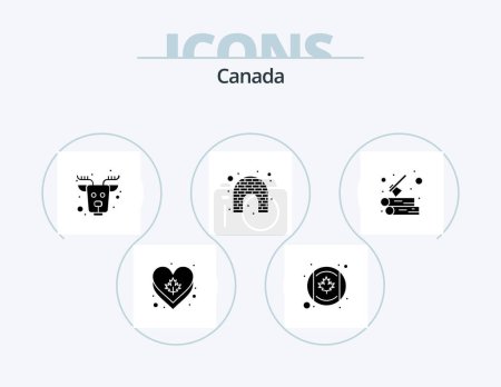 Téléchargez les illustrations : Canada Glyph Icon Pack 5 Icon Design. wood. log. canada. hotel. de - en licence libre de droit