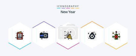 Illustration for New Year 25 FilledLine icon pack including . new. firework. knot. spray - Royalty Free Image