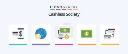 Illustration for Cashless Society Flat 5 Icon Pack Including watch. money. payment. currency. finance. Creative Icons Design - Royalty Free Image