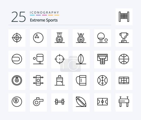 Illustration for Sport 25 Line icon pack including goal. sport. sport. ping pong. match - Royalty Free Image
