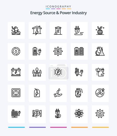 Illustration for Creative Energy Source And Power Industry 25 OutLine icon pack  Such As . plug. power. energy. recycilben - Royalty Free Image