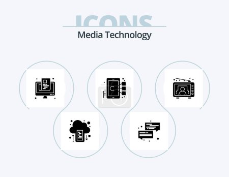 Illustration for Media Technology Glyph Icon Pack 5 Icon Design. target. focus. chat. cell. online - Royalty Free Image