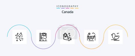 Ilustración de Canada Line 5 Icon Pack Including . river. canada. duck. sun - Imagen libre de derechos