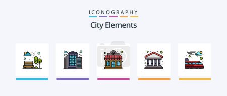 Ilustración de City Elements Line Filled 5 Icon Pack Including house. building. garden. office. building. Creative Icons Design - Imagen libre de derechos