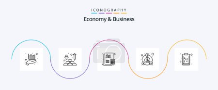 Téléchargez les illustrations : Economy And Business Line 5 Icon Pack Including plan. people. accounting. money. business - en licence libre de droit
