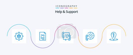 Illustration for Help And Support Blue 5 Icon Pack Including communication. call. help. phone. contact - Royalty Free Image