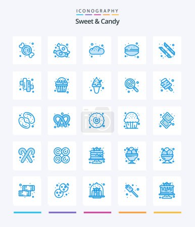 Téléchargez les illustrations : Creative Sweet And Candy 25 Blue icon pack  Such As food. cupcake. cake. marshmallow. camping - en licence libre de droit