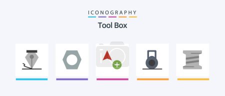 Ilustración de Tools Flat 5 Icon Pack Including . cursor. thread. Creative Icons Design - Imagen libre de derechos