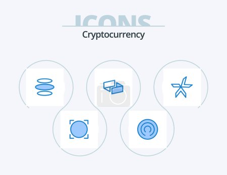Téléchargez les illustrations : Cryptocurrency Blue Icon Pack 5 Icon Design. crypto. lykke. coin. crypto currency. coin - en licence libre de droit