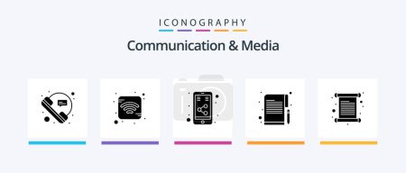 Illustration for Communication And Media Glyph 5 Icon Pack Including invitation. paper. internet. writer. editorial. Creative Icons Design - Royalty Free Image