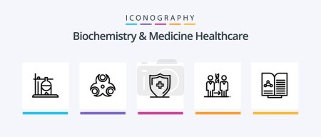 Ilustración de Biochemistry And Medicine Healthcare Line 5 Icon Pack Including tube. medical. dna. warining. health. Creative Icons Design - Imagen libre de derechos