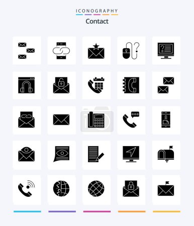Illustration for Creative Contact 25 Glyph Solid Black icon pack  Such As desktop. computer. message. favorites. envelope - Royalty Free Image