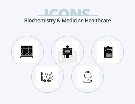 Téléchargez les illustrations : Biochemistry And Medicine Healthcare Glyph Icon Pack 5 Icon Design. medical. radiology. perpecul. hospital. xray - en licence libre de droit