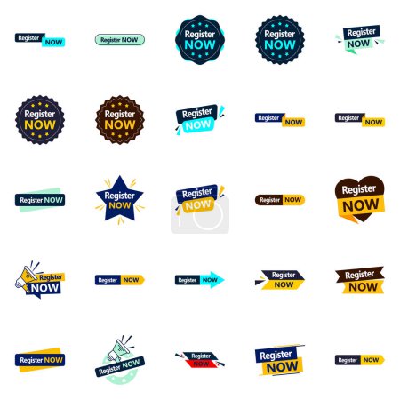 Ilustración de 25 Versatile typographic banners for increased registration - Imagen libre de derechos