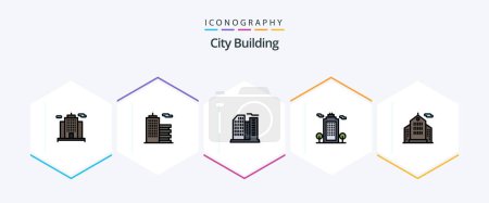 Illustration for City Building 25 FilledLine icon pack including corporation. building. estate. environment. cology - Royalty Free Image