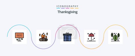 Téléchargez les illustrations : Thanksgiving Line Filled Flat 5 Icon Pack Including thanksgiving. protection. fire. thanksgiving. holiday - en licence libre de droit