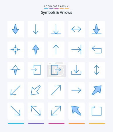 Téléchargez les illustrations : Creative Symbols & Arrows 25 Blue icon pack  Such As arrow. end. down. arrow. arrow - en licence libre de droit
